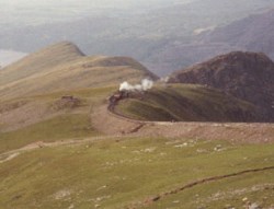 Train puffing up Snowdon